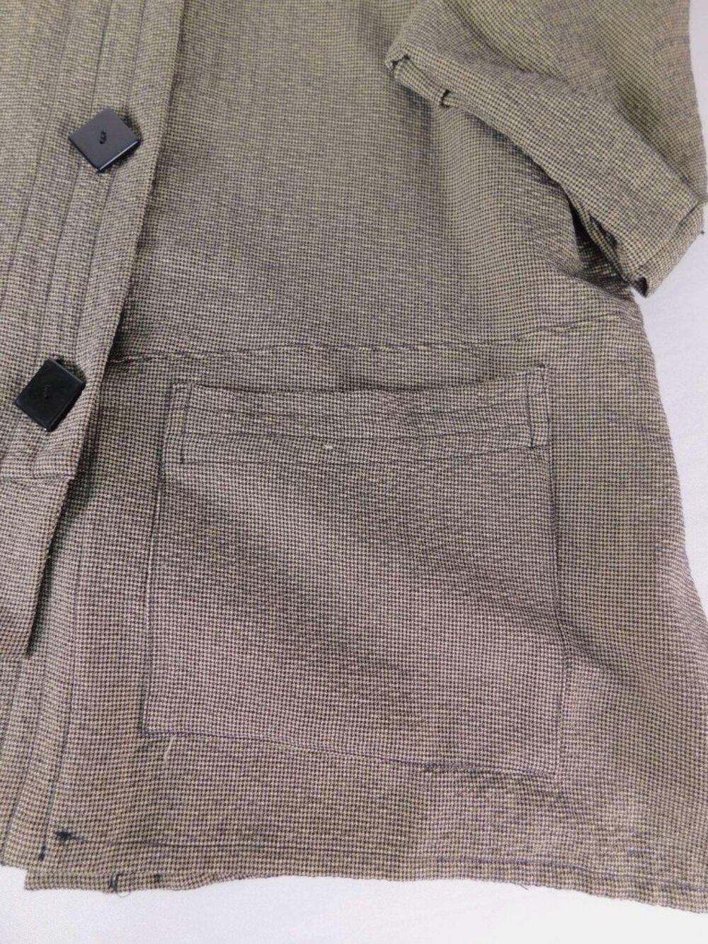 Moonlight Blazer Womens M Beige Check 3/4 Sleeve Button Front Pockets Jacket - Picture 4 of 12